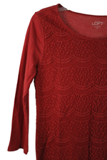 Ann Taylor Burnt Orange Lace Front Top | XXS