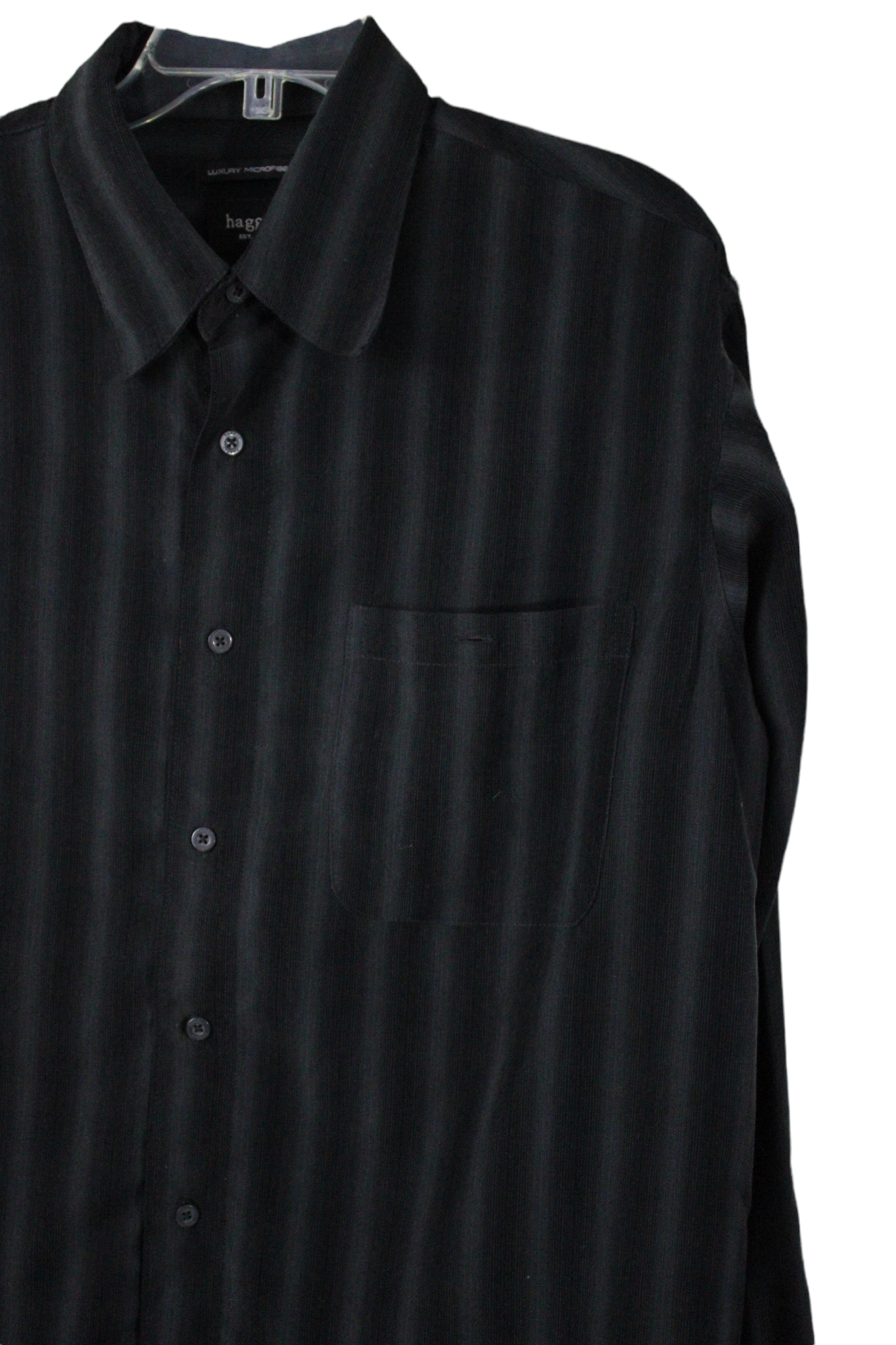 Haggar Luxury Microfiber Black Gray Shirt | XL