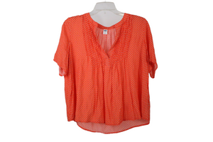 Old Navy Orange Small Print Floral Blouse | M