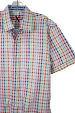 Robert Graham X Colorful Plaid Short Sleeved Tailored Fit Button Down | L