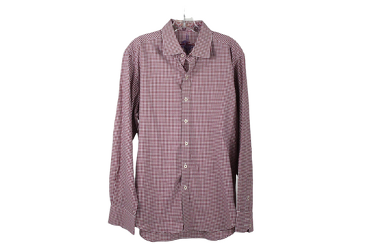 Robert Graham Red Hounds Tooth Long Sleeve Shirt | L