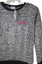 NEW Mentally Exhausted Sherpa "Happy" Embroidered Sweatshirt | S