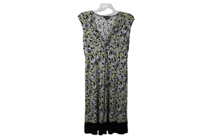 Liz Claiborne Green Black Floral Dress | 12