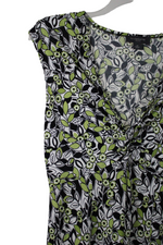 Liz Claiborne Green Black Floral Dress | 12