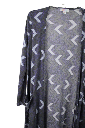 LuLaRoe Gray Blue Aztec Long Cardigan | XS