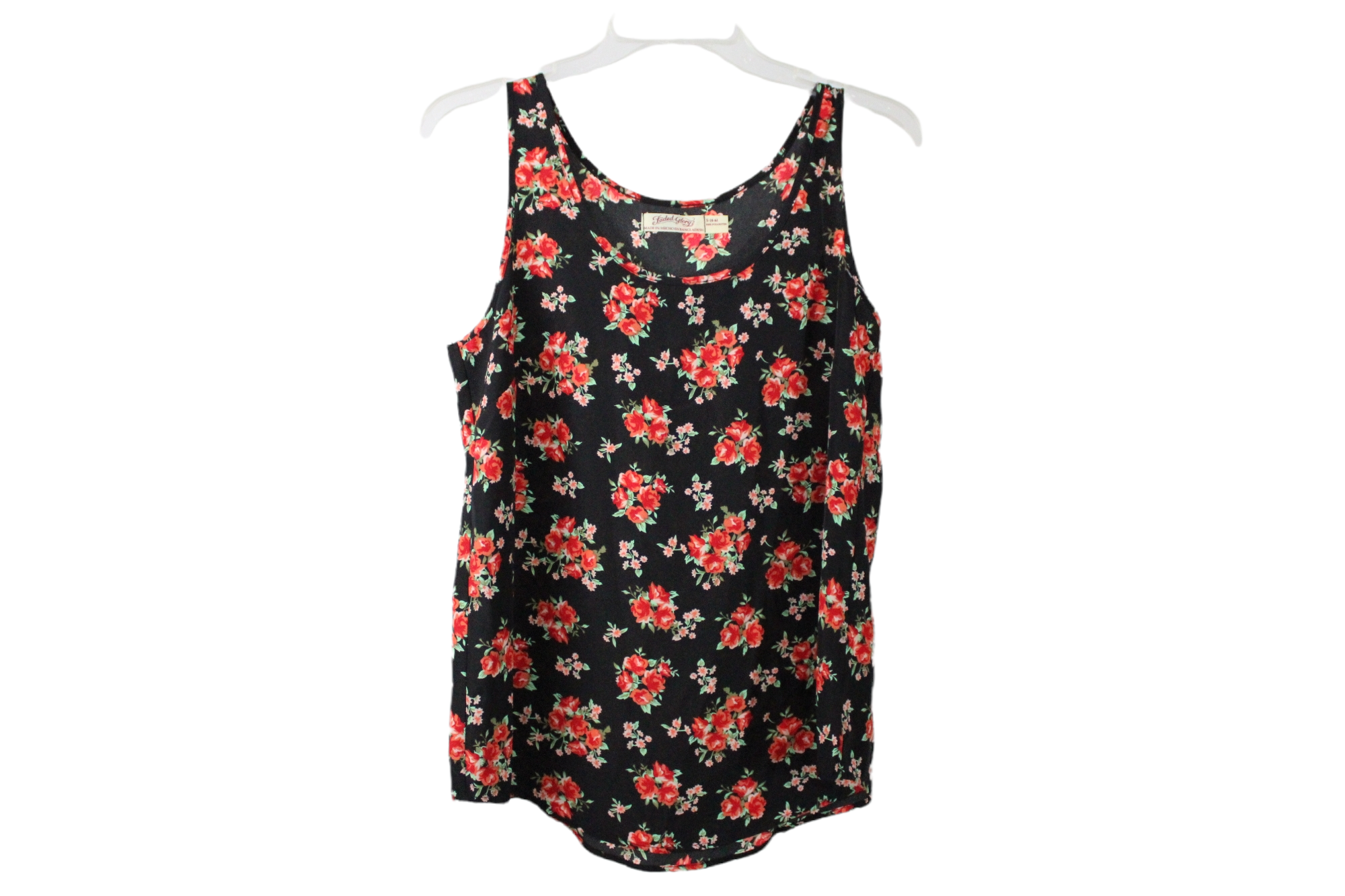 Faded Glory Black Floral Tank | S