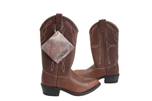 NEW Double-H Boot Company Brown Leather Cowboy Boot | Men's 7