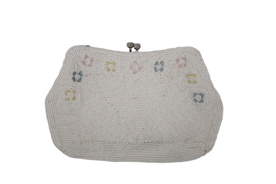 Bags By Debbie White Beaded Vintage Clutch