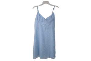 Shein Blue Chiffon Swiss Dot Dress | L