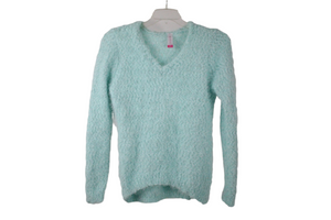 No Boundaries Blue Fuzzy Silver Shimmer Sweater | XL