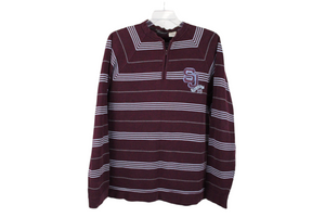 Sean John Burgundy Striped Long Sleeved Shirt | XXL