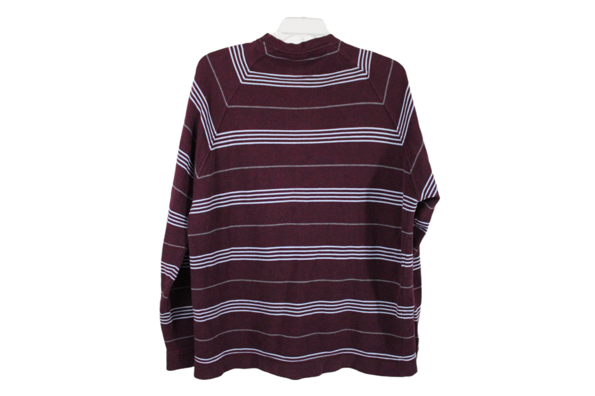 Sean John Burgundy Striped Long Sleeved Shirt | XXL
