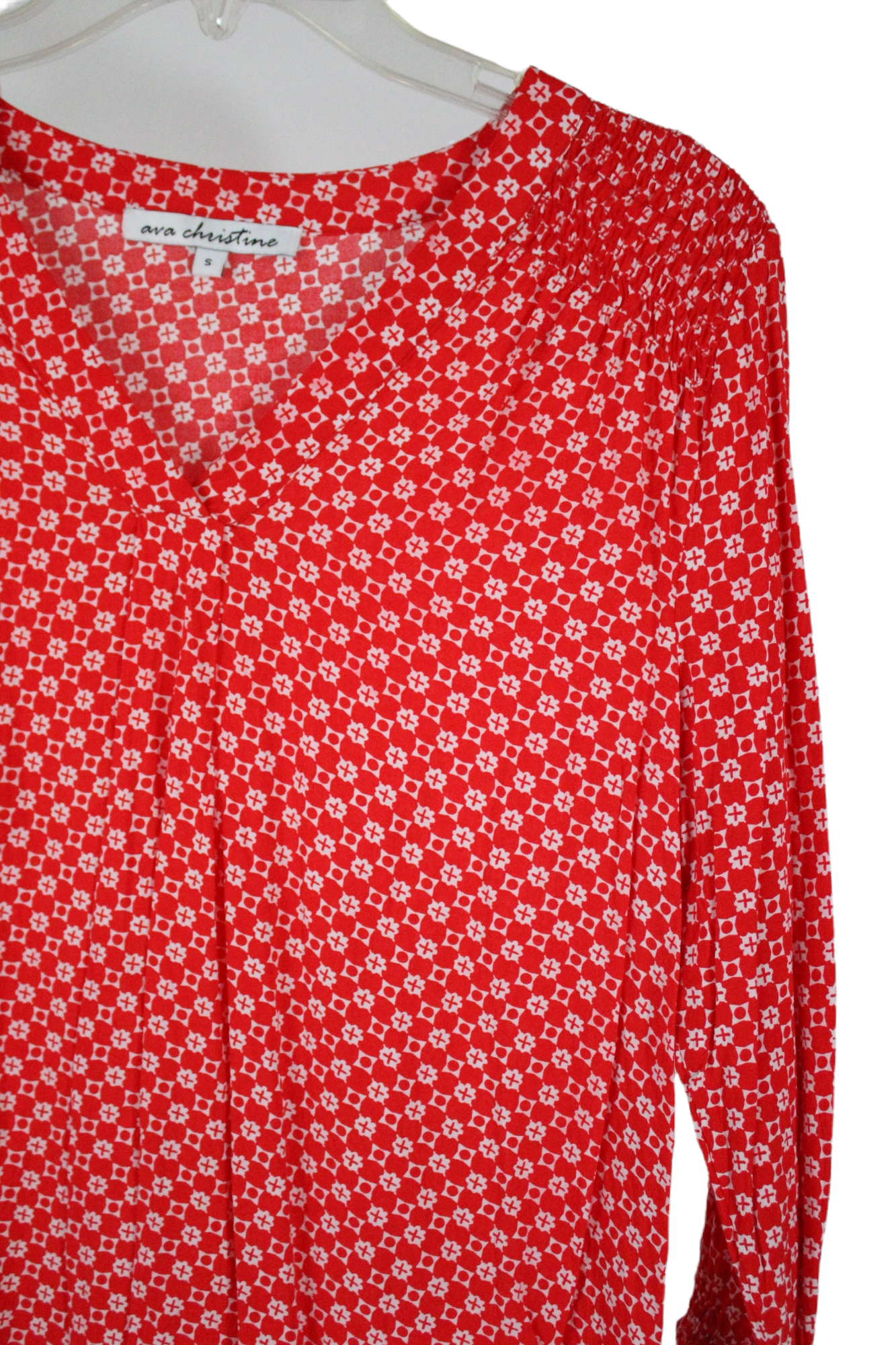 Ava Christine Red Patterned Blouse | S