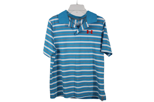 Under Armour Loose Fit HeatGear Blue Striped Shirt | Youth L (14/16)