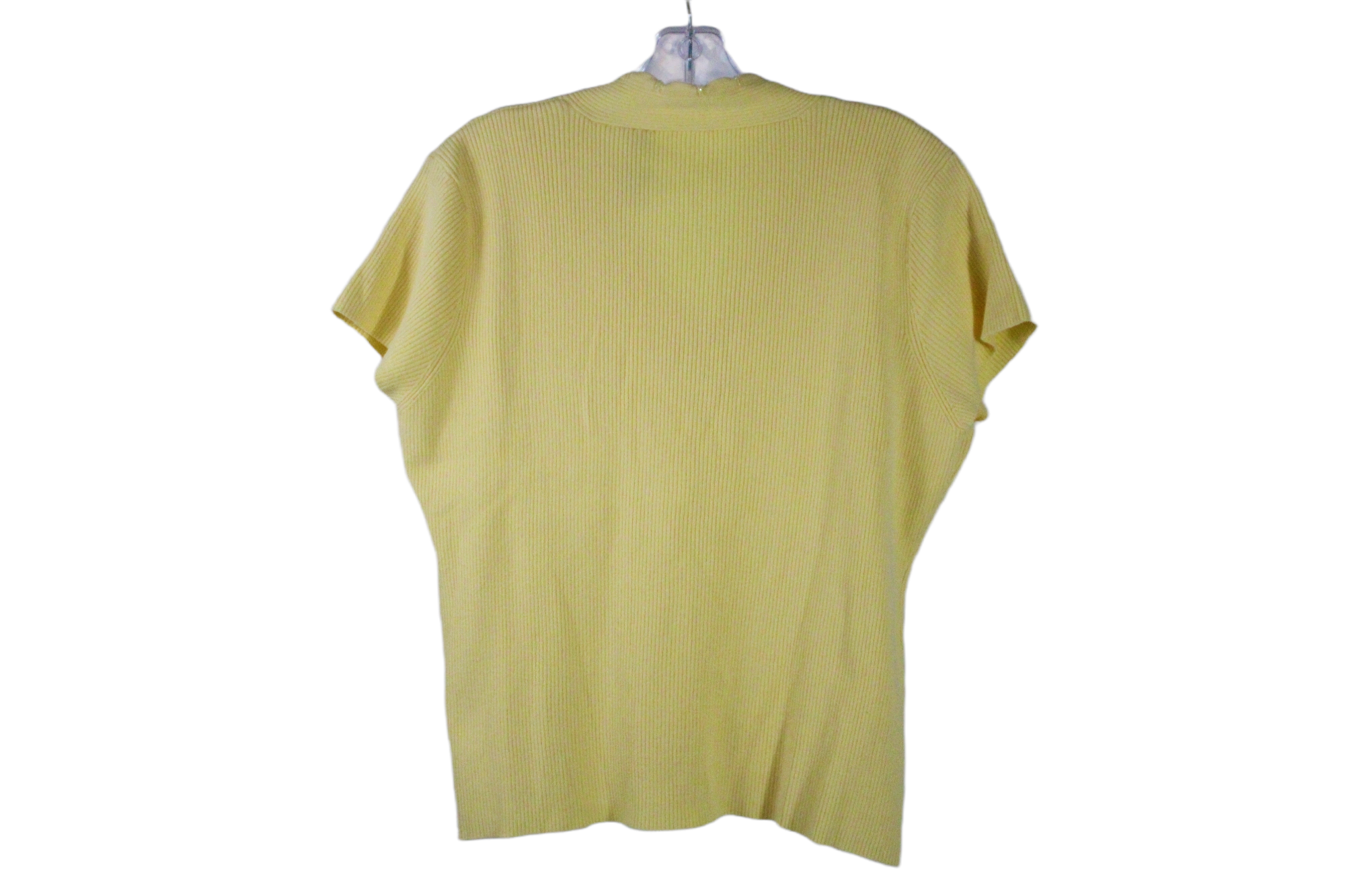 Pale Yellow Ribbed Knit Top | XL