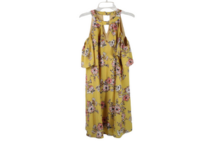 Lily Rose Yellow Floral Cold Shoulder Dress | S