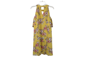 Lily Rose Yellow Floral Cold Shoulder Dress | S