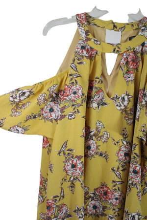 Lily Rose Yellow Floral Cold Shoulder Dress | S