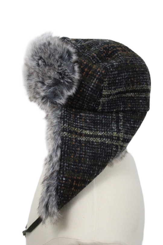 NEW Kangol Black Plaid Trapper Hat | L