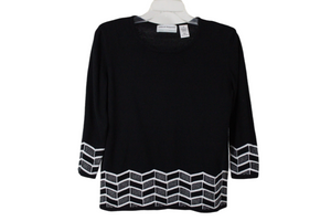 Alfred Dunner Black Knit Sweater | S Petite