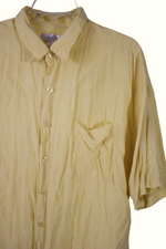 Lamberti Pale Yellow Plaid Textured Silk Shirt | XL