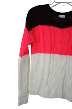 SO Cable Knit Color Blocked Sweater | S