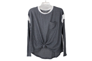 SO Gray Waffle Knit Cozy Top | S