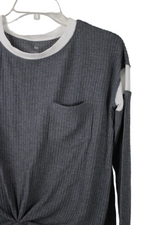 SO Gray Waffle Knit Cozy Top | S