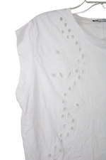Zara White Embroidered Top | M