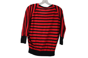 LOFT Red Black Striped Sweater | S Petite