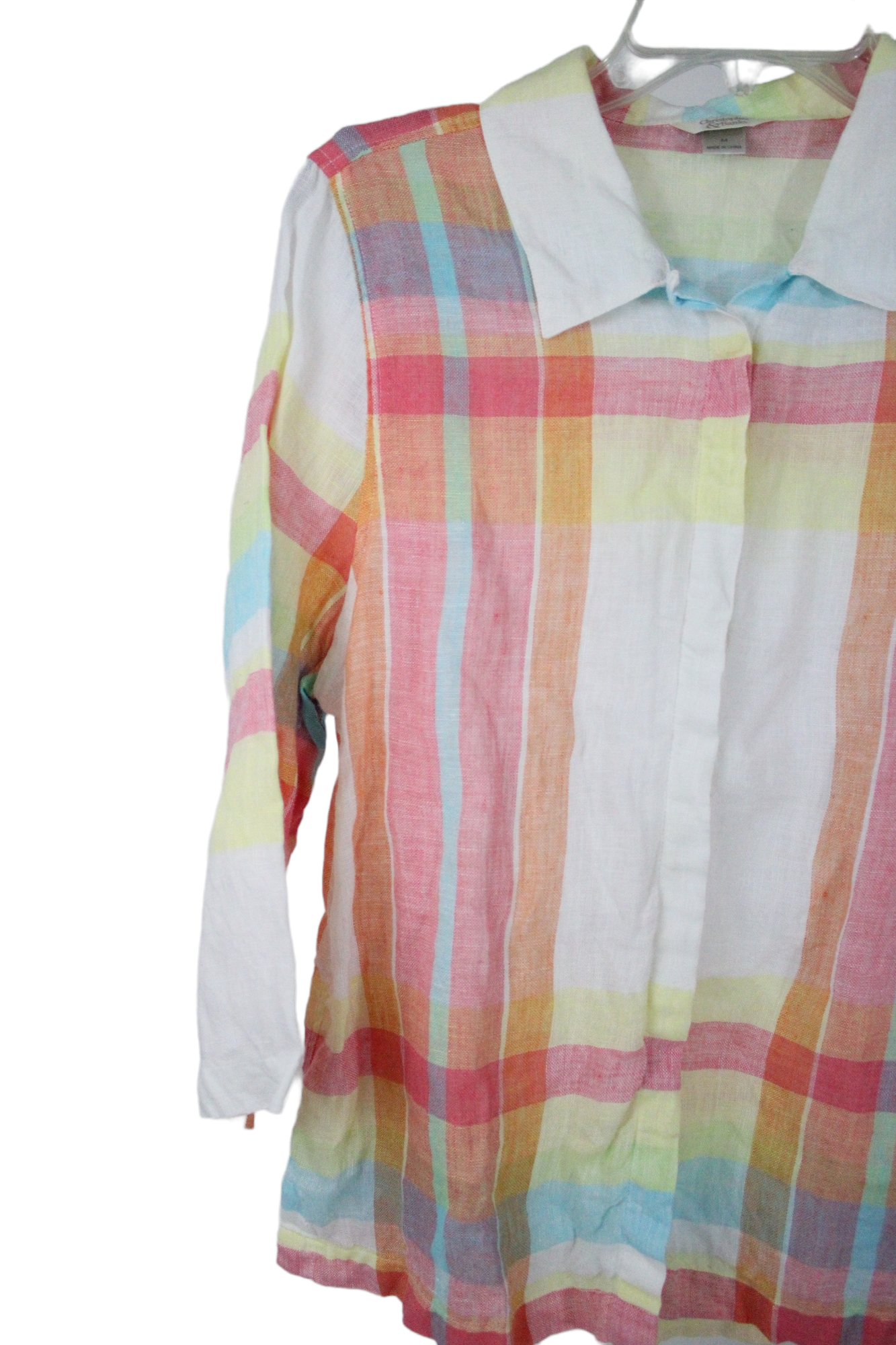 Christopher & Banks Linen Plaid Shirts | M