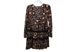 Xhilaration Black Floral Tiered Dress | M
