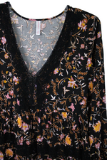 Xhilaration Black Floral Tiered Dress | M