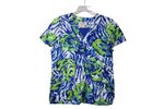 White Cross Blue Scrub Top | M