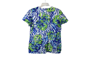 White Cross Blue Scrub Top | M