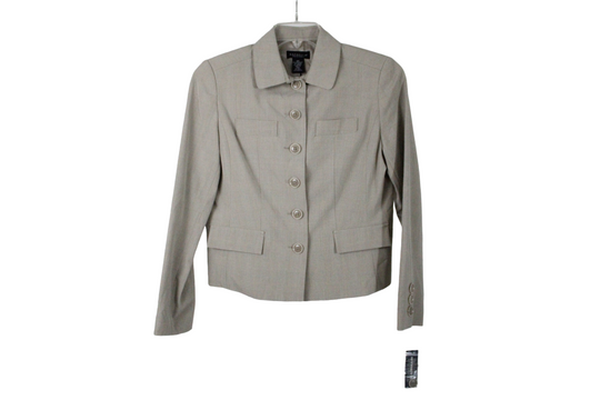 NEW Rafaella 2 Way Stretch Novelty Windowpane Tan Jacket | 10 Petite