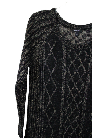 APT.9 Black Gold Shimmer Knit Sweater | M