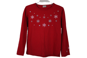 Hasting & Smith Red Snowflake Top | XS