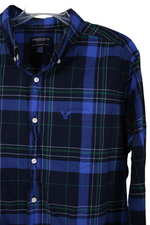 American Eagle Athletic Fit Blue Plaid Shirt | XL