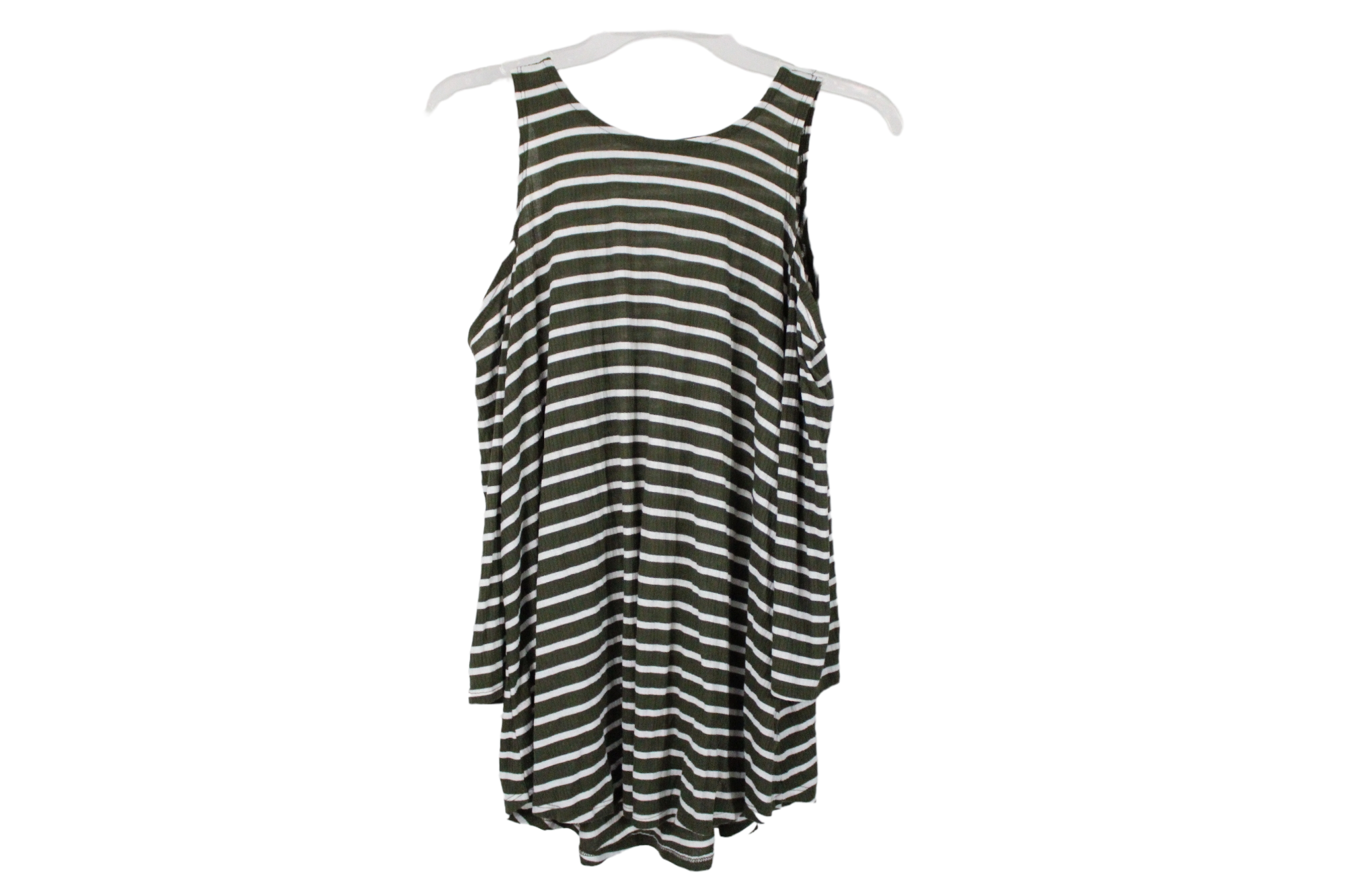 One Clothing Green Striped Cold Shoulder Top | M
