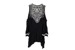 Xhilaration Black Embroidered Top | S