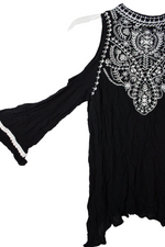 Xhilaration Black Embroidered Top | S