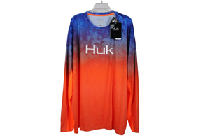 NEW Huk Performance Fishing Orange Long Sleeved Shirt