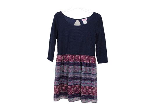 Three Pink Hearts Blue Dress | XL (18)