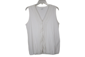 Ann Taylor LOFT Cream Ruffle Top | L