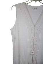 Ann Taylor LOFT Cream Ruffle Top | L