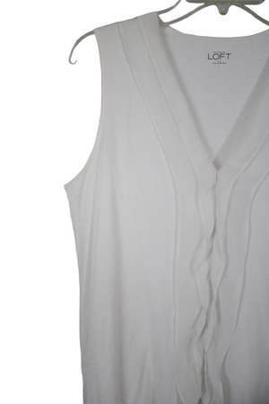 Ann Taylor LOFT Cream Ruffle Top | L