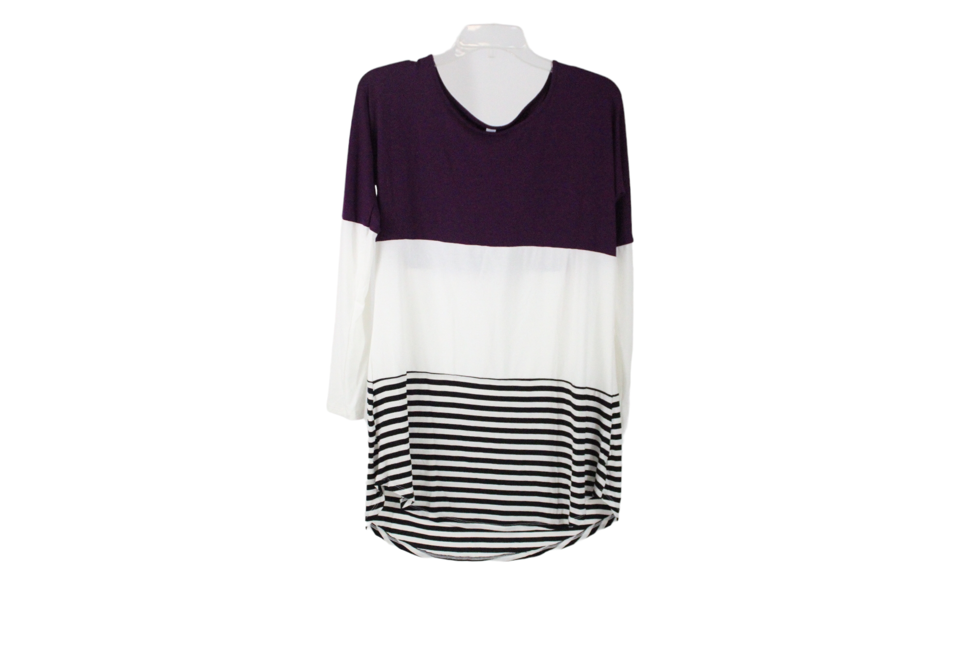 Zenana Premium Purple Color Block Long Sleeved Shirt