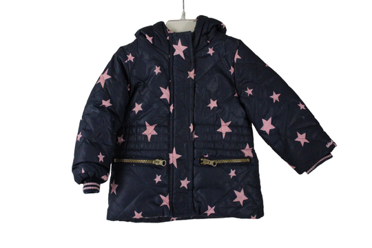 Osh Kosh Navy Blue Pink Star Puffer Coat | 12 MO