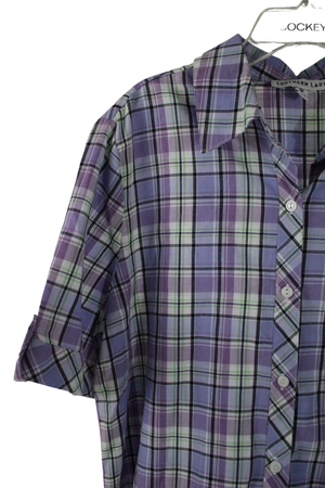 Southern Lady Purple Plaid Top | M